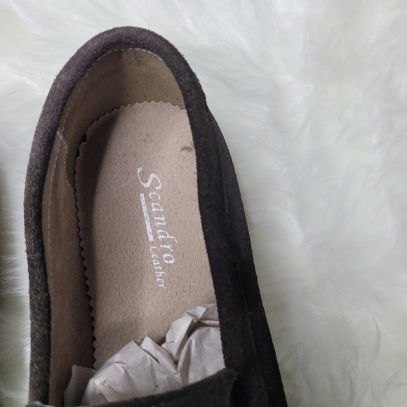 Scandro Men Dark Brown All Soft LEATHER SUEDE Slip-On Shoes Moccasin Loafer58110 - Picture 6 of 6